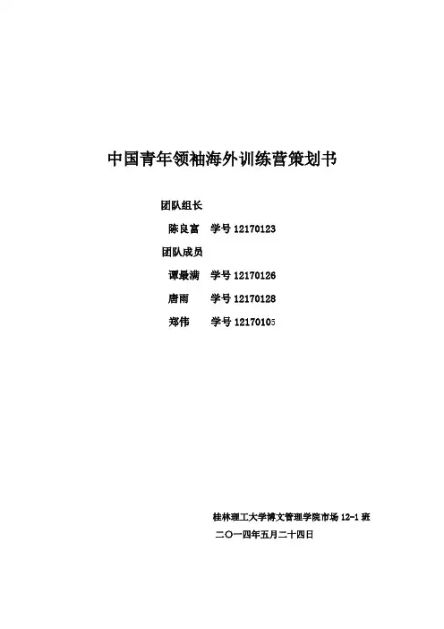 中国青年领袖海外训练营策划书