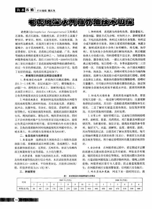 老虎斑深水网箱养殖技术初探