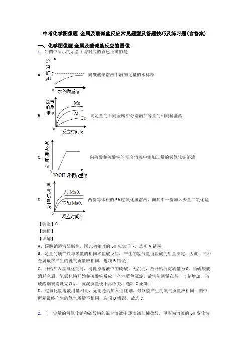 中考化学图像题 金属及酸碱盐反应常见题型及答题技巧及练习题(含答案)