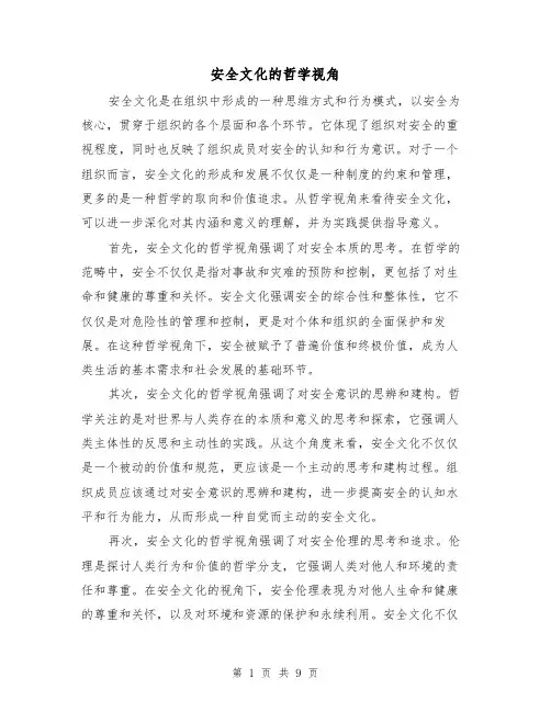 安全文化的哲学视角（三篇）