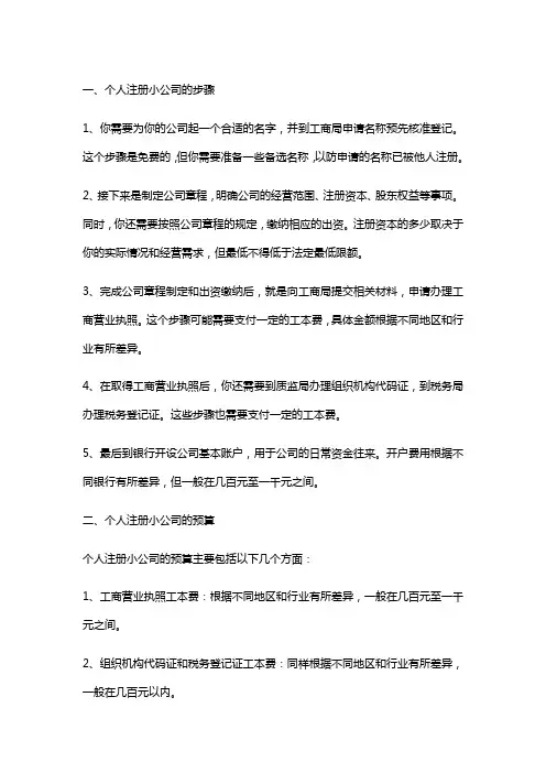 个人注册小公司：费用预算与成本控制技巧