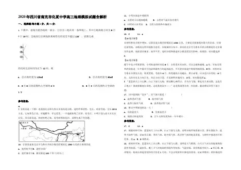 2020年四川省南充市化夏中学高三地理模拟试题含解析