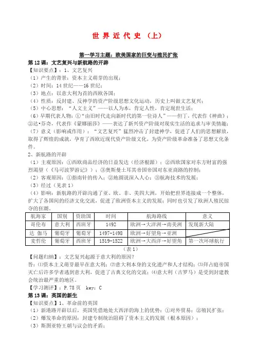最新-九年级历史 复习提纲 川教版 精品
