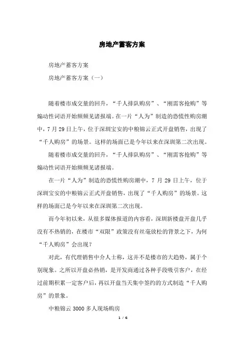 房地产蓄客方案