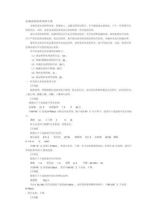 金属表面处理剂配方