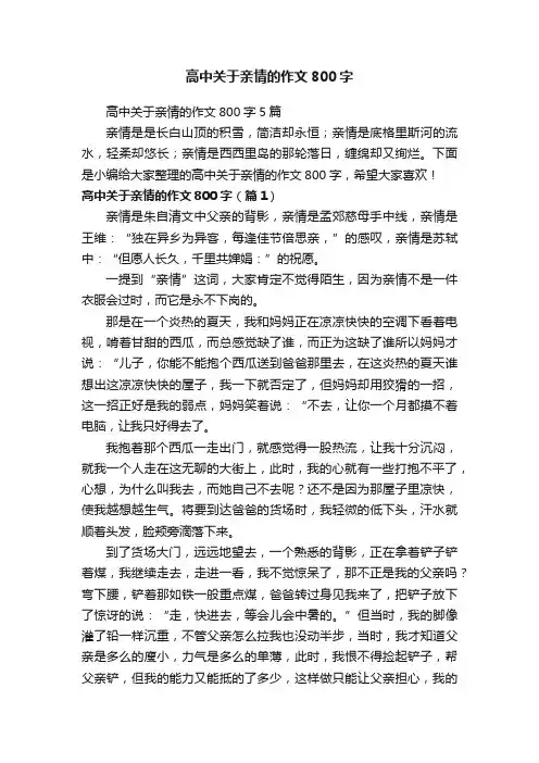 高中关于亲情的作文800字