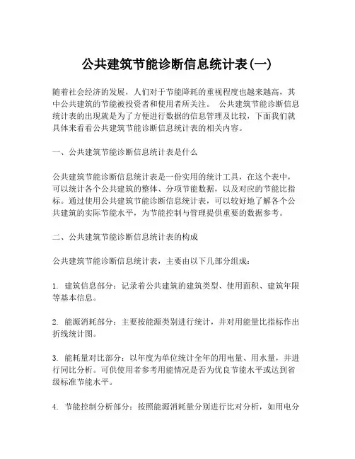 公共建筑节能诊断信息统计表(一)