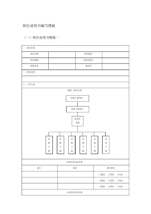 职位说明书编写模板