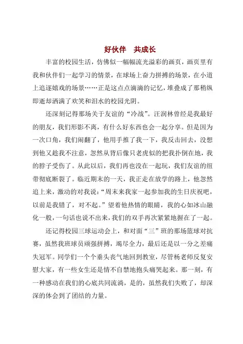 小学生作文《好伙伴共成长》