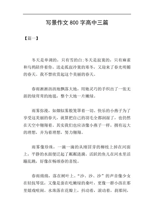 写景作文800字高中三篇