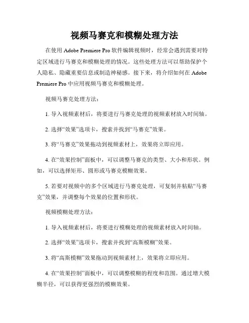 视频马赛克和模糊处理方法