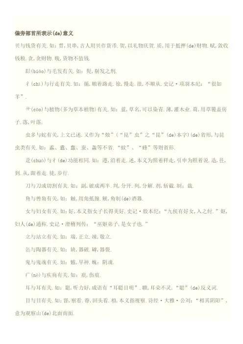偏旁部首所表示的意义