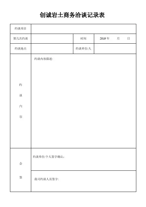 商务洽谈记录表【范本模板】