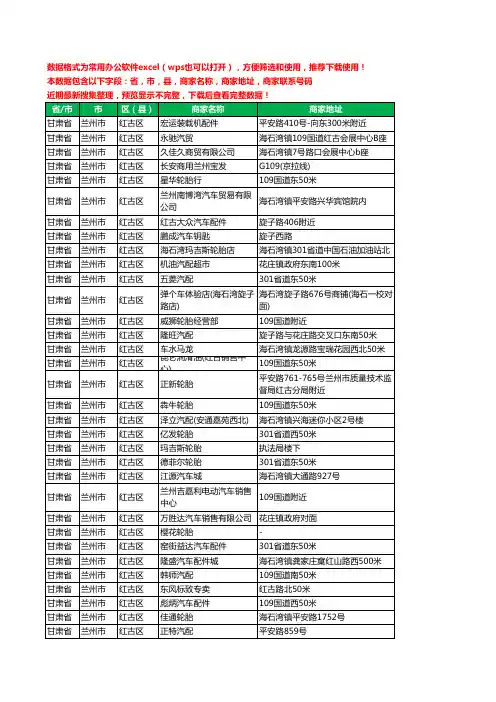 2020新版甘肃省兰州市红古区汽车4S店工商企业公司商家名录名单联系电话号码地址大全45家