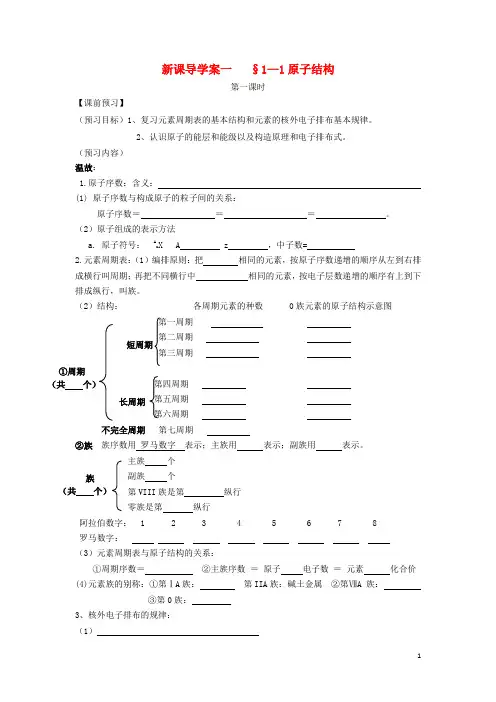 高中化学1.1《原子结构》学案新人教版选修3