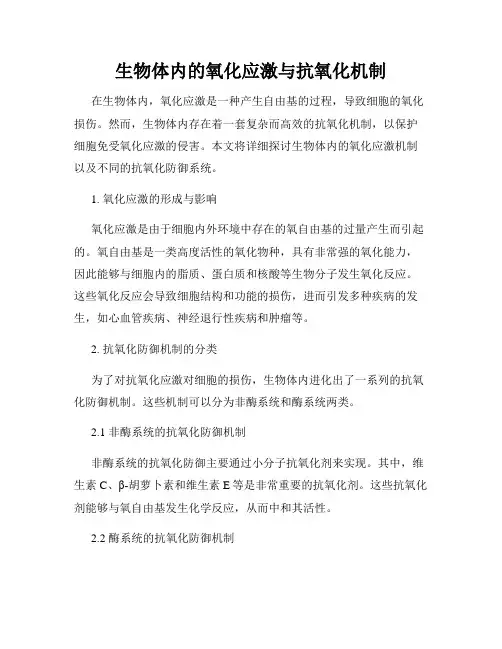 生物体内的氧化应激与抗氧化机制
