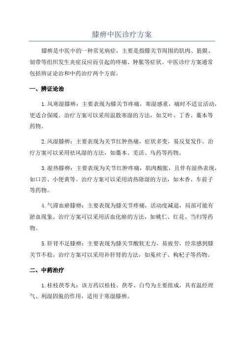 膝痹中医诊疗方案