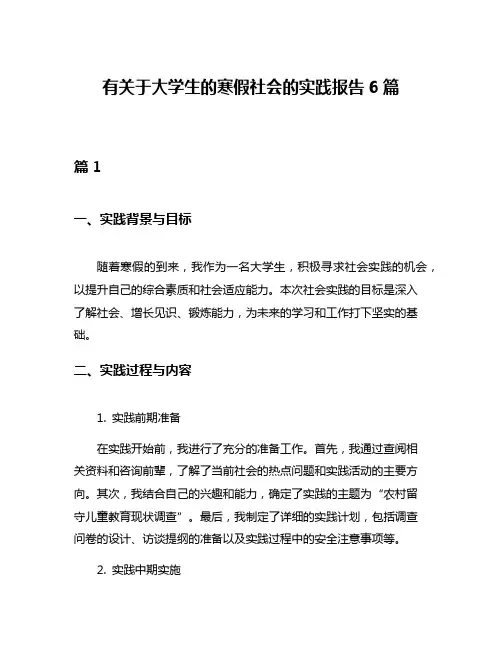 有关于大学生的寒假社会的实践报告6篇