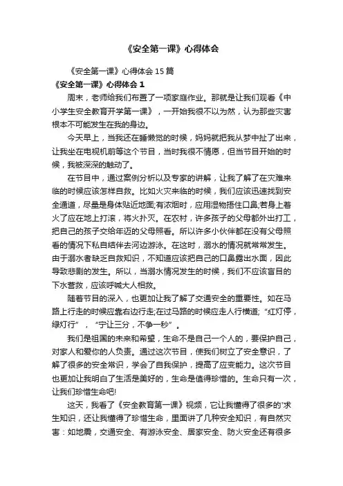 《安全第一课》心得体会15篇