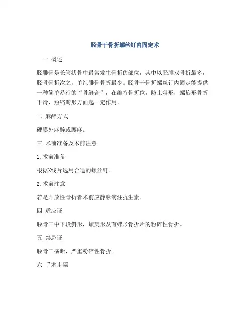 胫骨干骨折螺丝钉内固定术