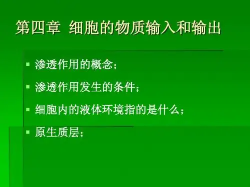 第四章 细胞的物质输入和输出  复习