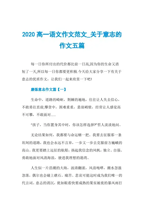 2020高一语文作文范文_关于意志的作文五篇
