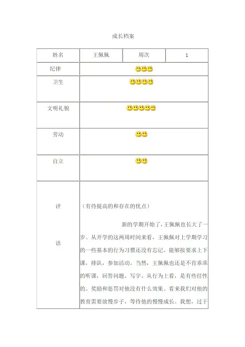 成长档案包含的内容