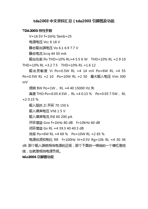 tda2003中文资料汇总（tda2003引脚图及功能