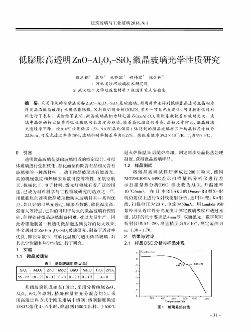 低膨胀高透明ZnO—Al2O3-SiO2微晶玻璃光学性质研究