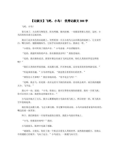 【记叙文】飞吧,小鸟! 优秀记叙文300字