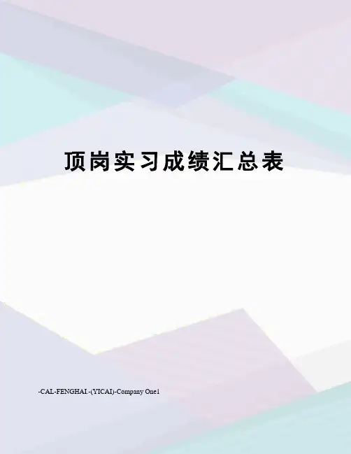 顶岗实习成绩汇总表