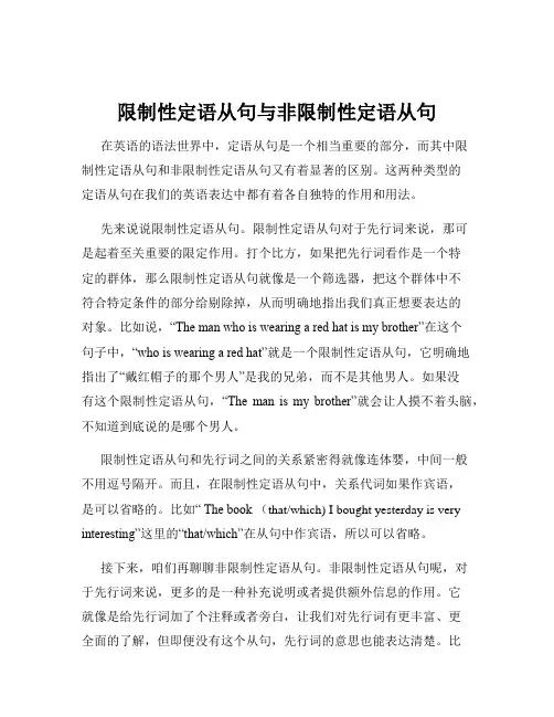 限制性定语从句与非限制性定语从句