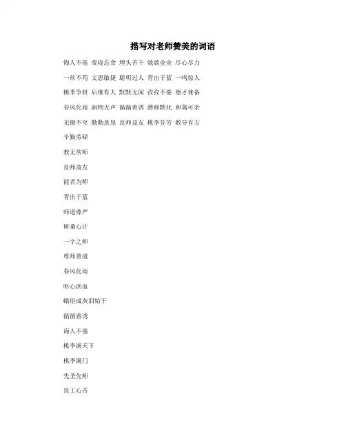 描写对老师赞美的词语