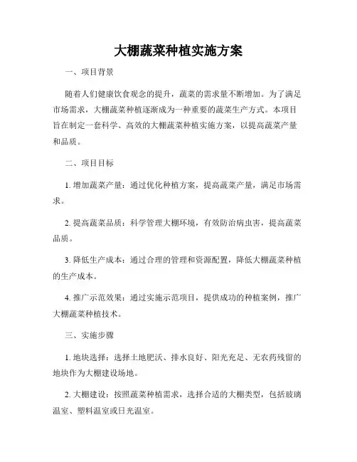 大棚蔬菜种植实施方案