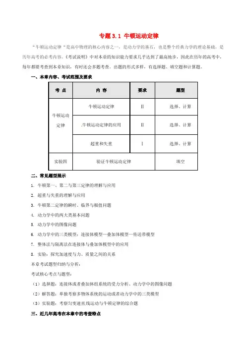 2017年高考物理(热点+题型全突破)专题3.1 牛顿运动定律(含解析)