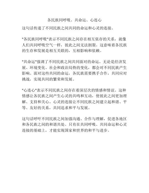 各民族同呼吸、共命运、心连心