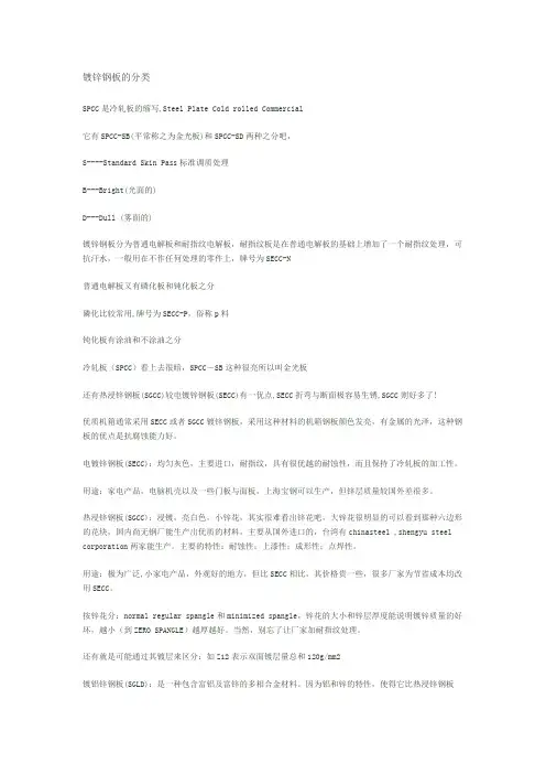 镀锌钢板分类