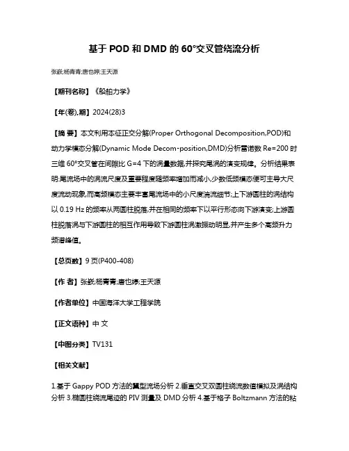 基于POD和DMD的60°交叉管绕流分析
