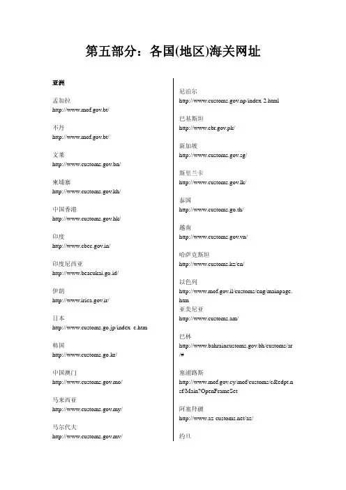 各国海关网址1