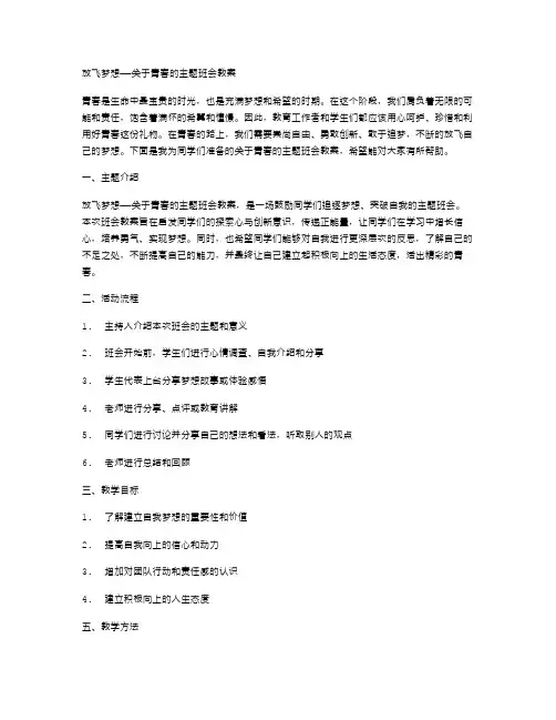 放飞梦想——关于青春的主题班会教案