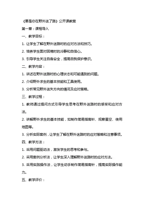 《要是你在野外迷了路》公开课教案