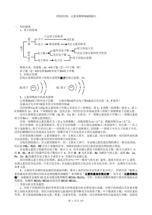 物质结构、元素周期律精解精析