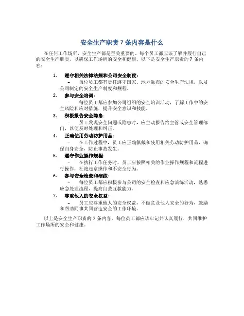 安全生产职责7条内容是什么
