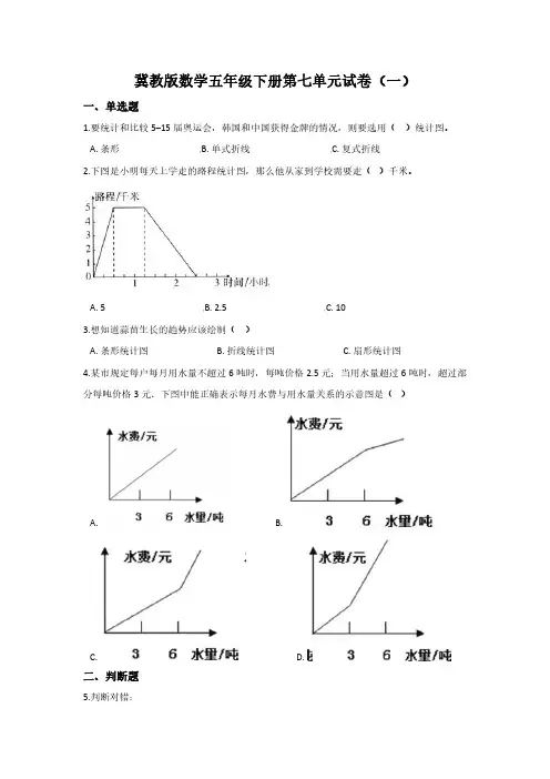 2023冀教版数学五年级下册第七单元试卷及部分答案(三套)
