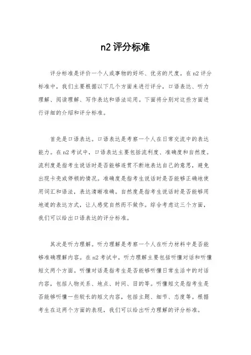 n2评分标准