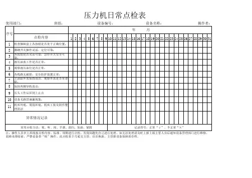 压力机点检表
