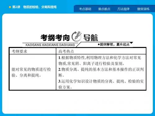 【触摸高考】2015届高考化学一轮课件：10.2 物质的检验、分离和提纯 (鲁科版)