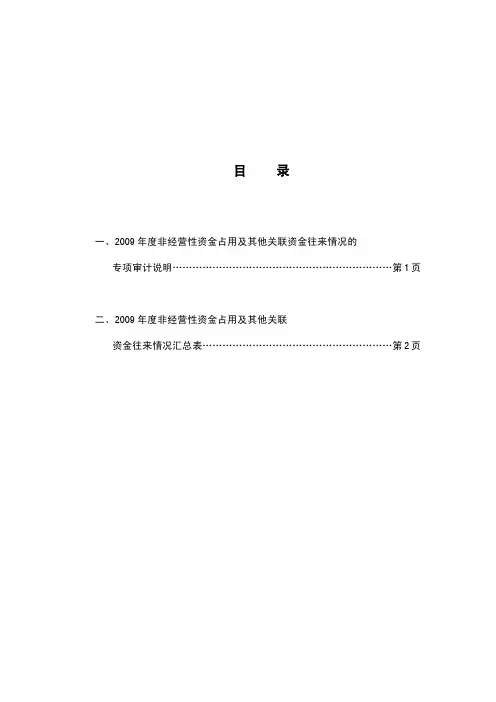 ST 嘉瑞：关于公司2009年度非经营性资金占用及其他关联资金往来情况的专项审计说明 2010-02-09