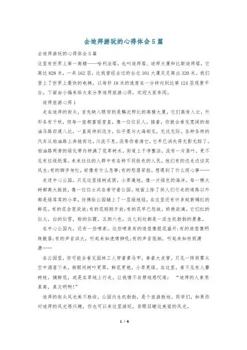 去迪拜游玩的心得体会5篇