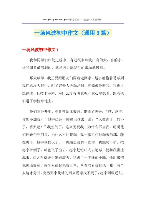 一场风波初中作文(通用3篇)